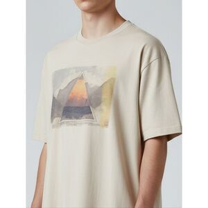 Quiksilver Cream Short-Sleeve Graphic Tee with Sunset Triangle